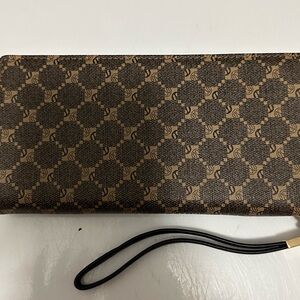 Brown Patterned Wristlet